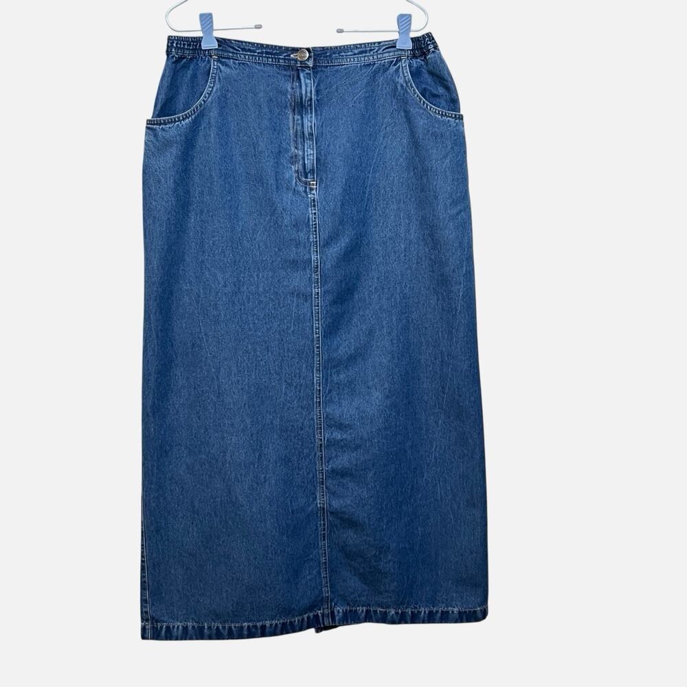 Susan Bristol Denim Skirt Size 14 Soft Straight Midi Long Cottagecore Vintage - Picture 7 of 13